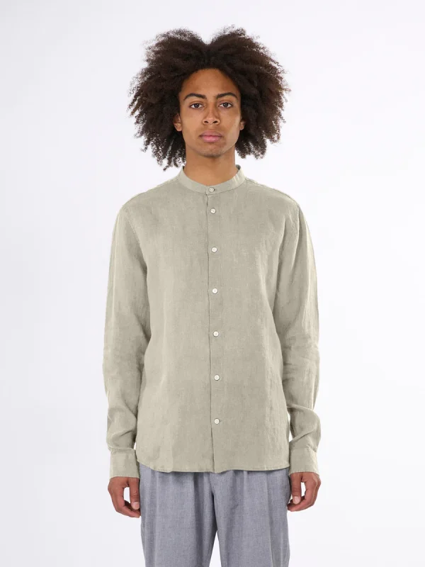 KnowledgeCotton Apparel Custom fit linen stand collar shirt f1 eerlijk winkelen fairtrade sustainable shoppen Groningen KOKOTOKO