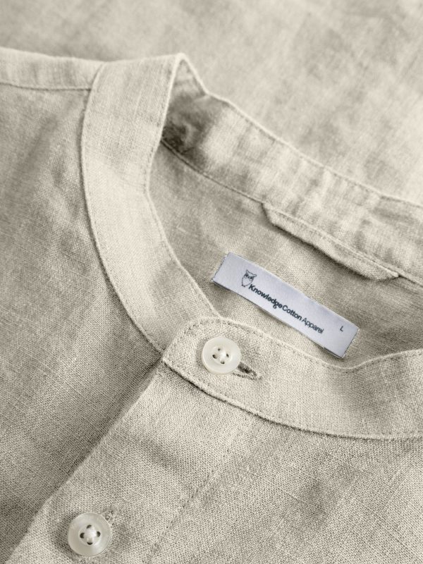 KnowledgeCotton Apparel Custom fit linen stand collar shirt f3 eerlijk winkelen fairtrade sustainable shoppen Groningen KOKOTOKO