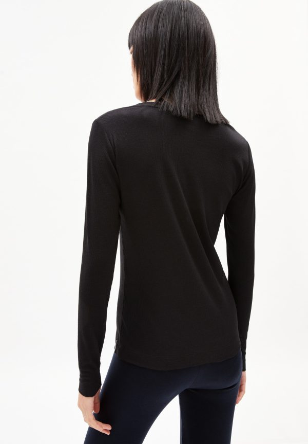 Armedangels, Jaaleaa Longsleeve, Zwart, KOKOTOKO Oosterstraat Groningen, duurzame kledingmerken, eerlijke kleding, vegan mode, fair trade, online webshop, fair fashion, happy stuff