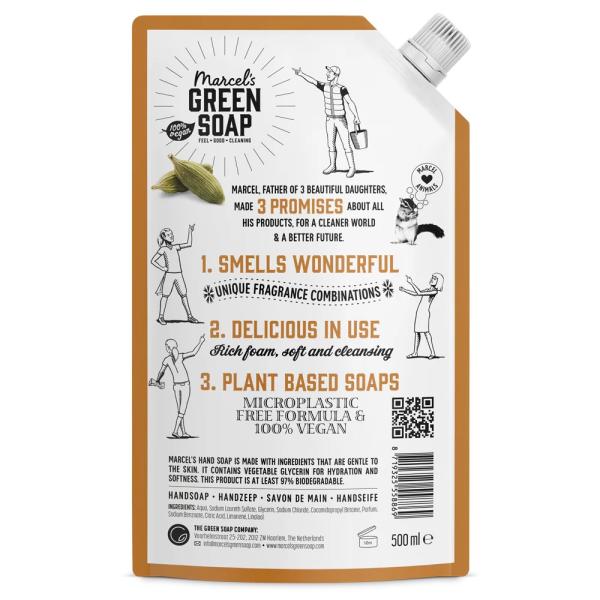 Marcel's Green Soap - Navulling Handzeep - Sandalwood & Cardamom (500 ml) - Afbeelding 3