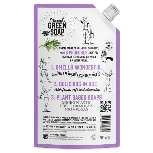 Marcel's Green Soap - Navulling Handzeep - Lavender & Rosemary (500 ml) - Afbeelding 3