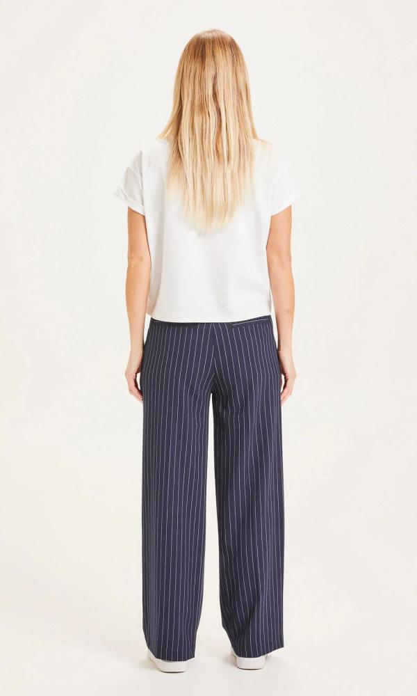 KnowledgeCotton Apparel - Posey Pin Stripe Wide Pants - Total Eclipse - Afbeelding 2
