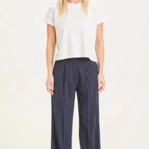KnowledgeCotton Apparel - Posey Pin Stripe Wide Pants - Total Eclipse