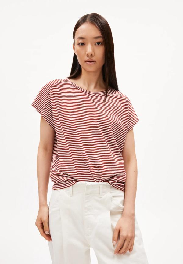 Armedangels - Oneliaa Lovely Stripes T-shirt - Lapis Blue/Oatmilk - Afbeelding 2