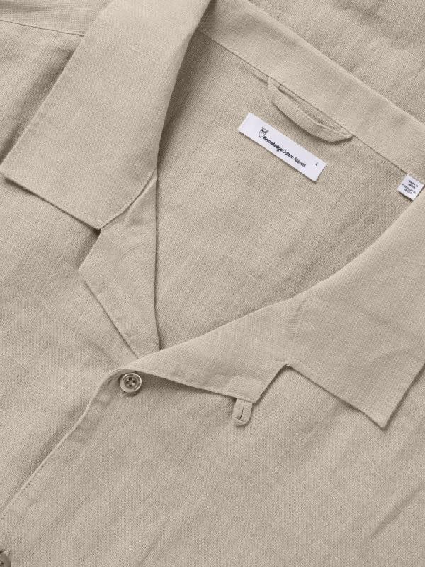 KnowledgeCotton Apparel - Box Short Sleeve Linen Shirt - Light Feather Grey - Afbeelding 3