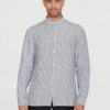 KnowledgeCotton Apparel - Regular Striped Linen Shirt - Total Eclipse
