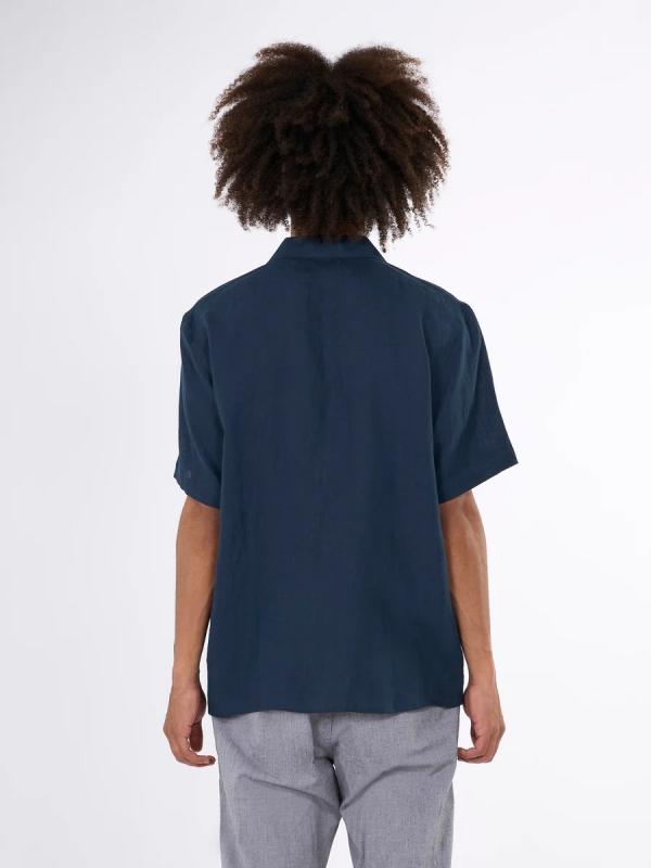 KnowledgeCotton Apparel - Box Short Sleeve Linen Shirt - Total Eclipse - Afbeelding 2