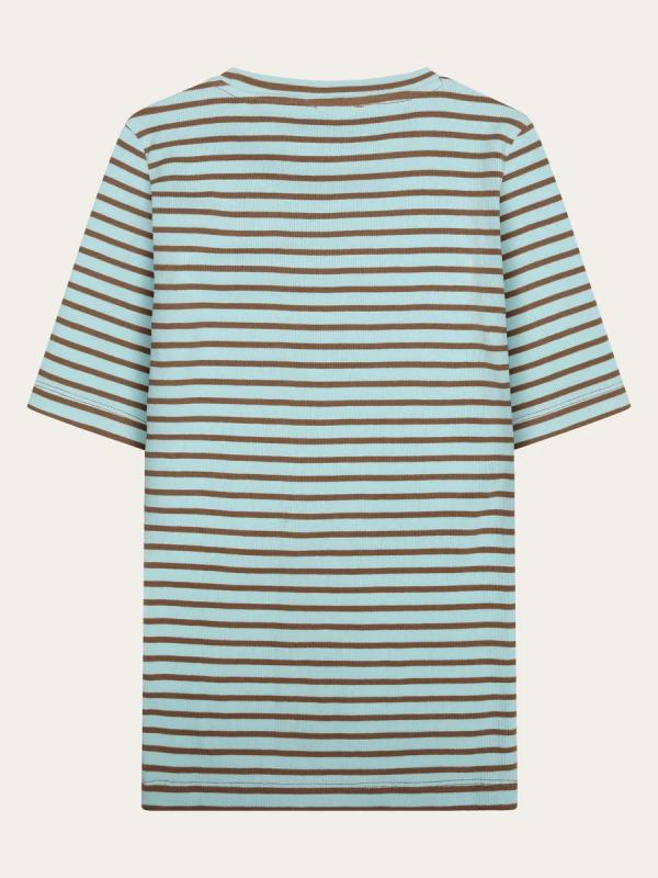 KnowledgeCotton Apparel - Striped Rib T-shirt - Light Blue Stripe - Afbeelding 2