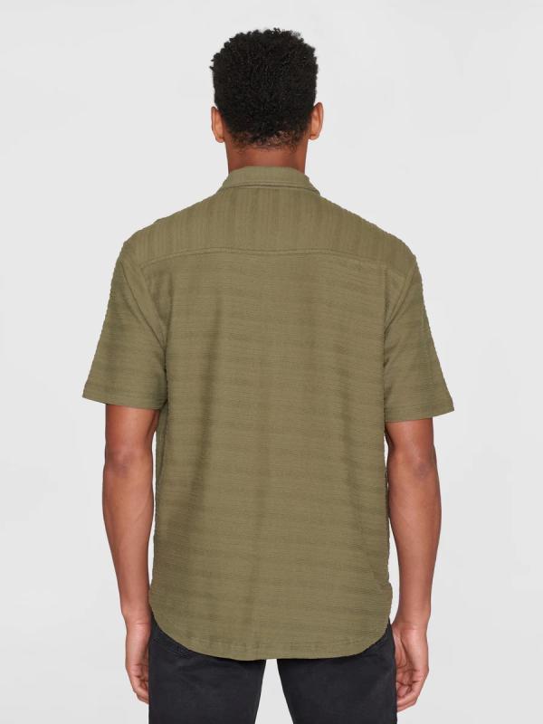 KnowledgeCotton Apparel - Loose Short Sleeve Cotton Jersey Shirt - Burned Olive - Afbeelding 2