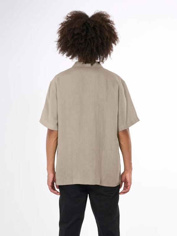 KnowledgeCotton Apparel - Box Short Sleeve Linen Shirt - Light Feather Grey - Afbeelding 2