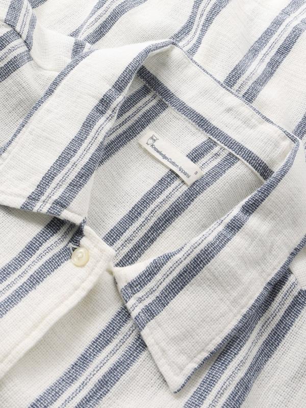 KnowledgeCotton Apparel - Striped Short Sleeve Shirt - Blue Stripe - Afbeelding 3