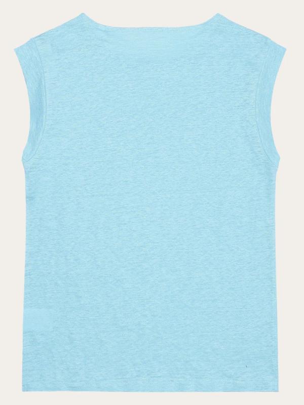 KnowledgeCotton Apparel - Loose Fold Linen T-shirt - Aqua-Esque - Afbeelding 2