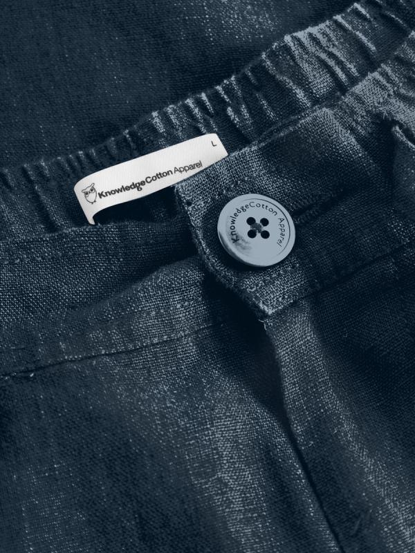 Knowledgecotton Apparel - Fig Loose linen Shorts - Total Eclipse - Afbeelding 3