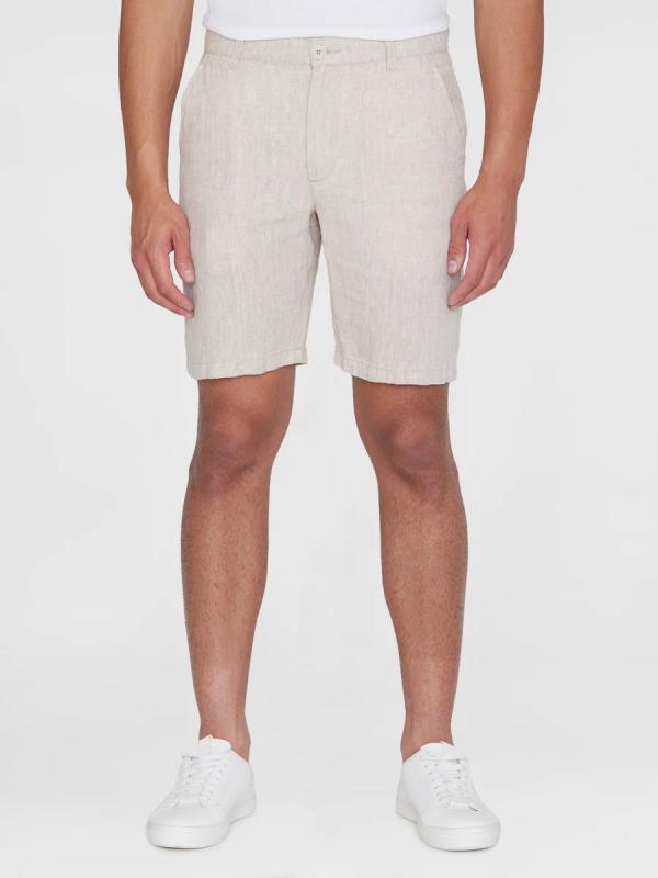 Knowledgecotton Apparel - Chuck Regular Linen Shorts - Light Feather Gray