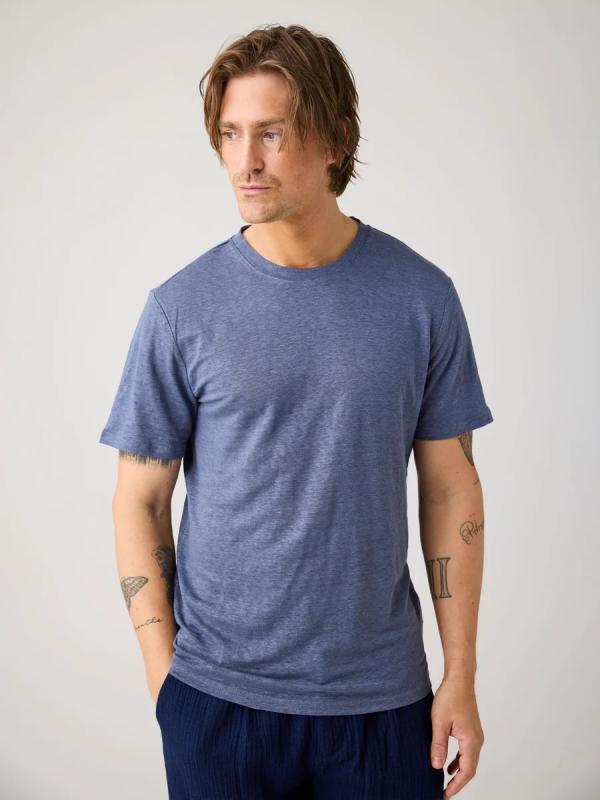 KnowledgeCotton Apparel - Linen T-shirt - Vintage Indigo