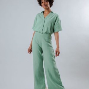 Brava Fabrics - Bubble Wide Leg  - Light Green