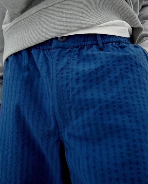 Thinking Mu - Cobalt Seersucker Gasper Shorts - Cobalt - Afbeelding 3