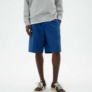 Thinking Mu - Cobalt Seersucker Gasper Shorts - Cobalt