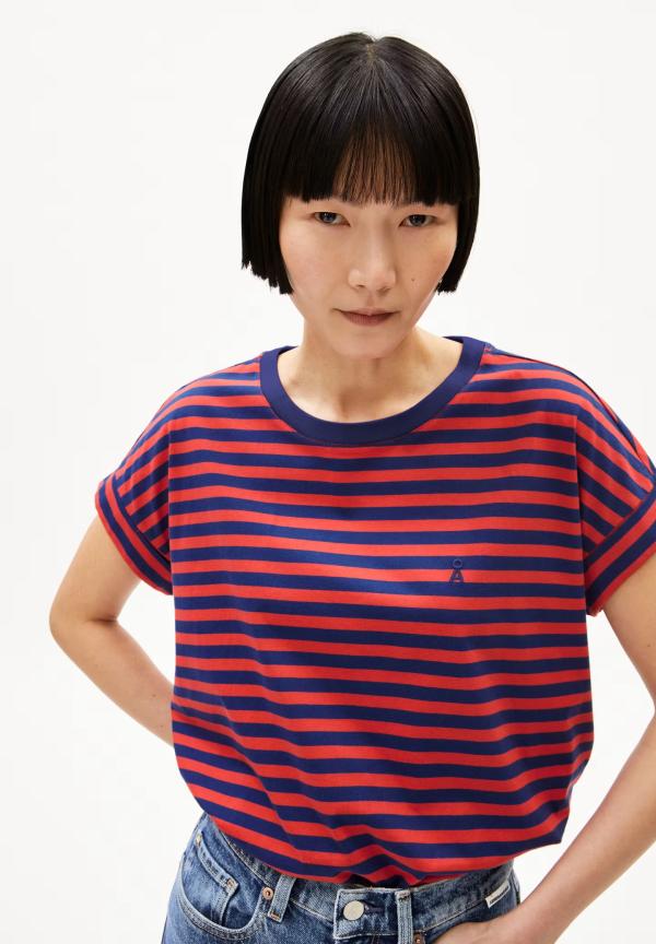 Armedangels - Idaara Stripes - Blue Noon/Coral Blush - Afbeelding 3