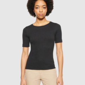 KnowledgeCotton Apparel - Rib T-shirt - Black Jet