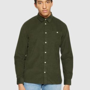 KnowledgeCotton Apparel - Organic Cotton Corduroy Shirt - Forrest Night