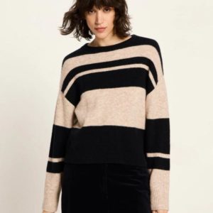 Lanius - Gestreepte Trui - Nude Melange/ Black
