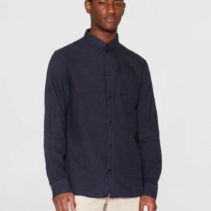 KnowledgeCotton Apparel - Organic Cotton Flannel Shirt - Total Eclipse