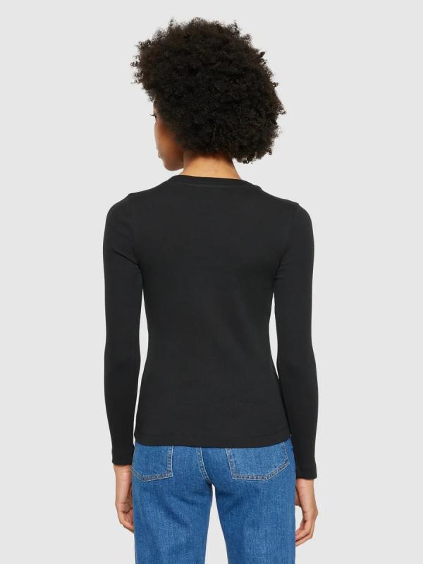 KnowledgeCotton Apparel - Rib Scoop Neck Long Sleeved - Black Jet - Afbeelding 2