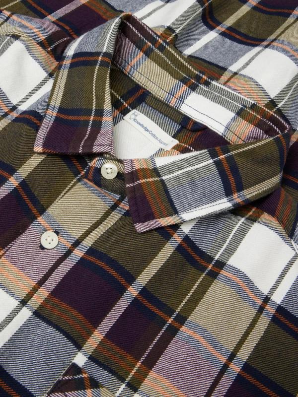 KnowledgeCotton Apparel - Organic Cotton Checked Flannel Shirt - Blue Check - Afbeelding 2