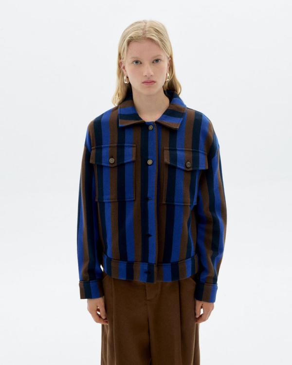 Thinking Mu - Totemham Blanket Frans Jacket - Blauw