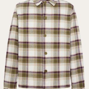 KnowledgeCotton Apparel - Organic Cotton Flannel Overshirt - Green Check