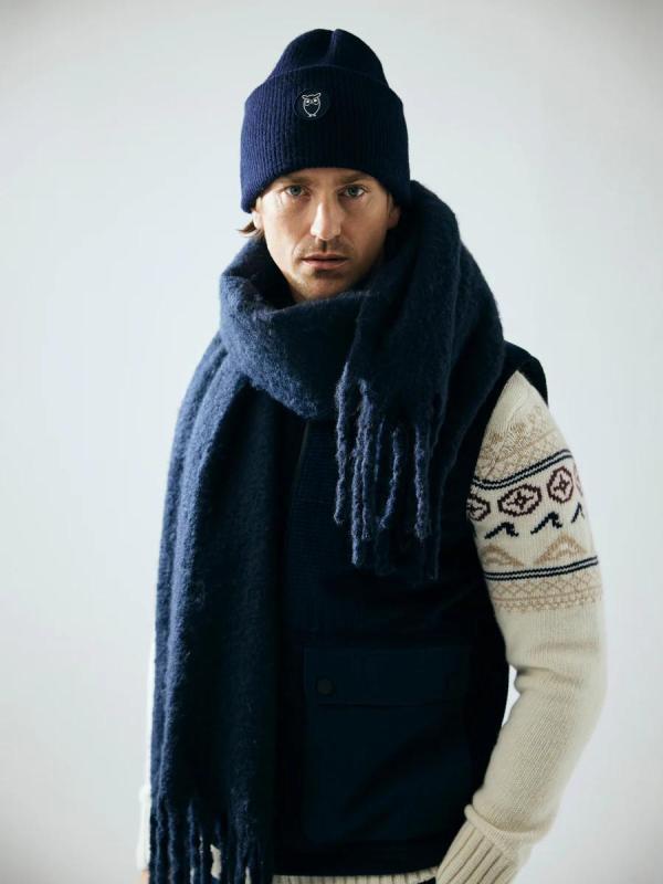 KnowledgeCotton Apparel - Wool Badge Beanie - Fig - Afbeelding 3