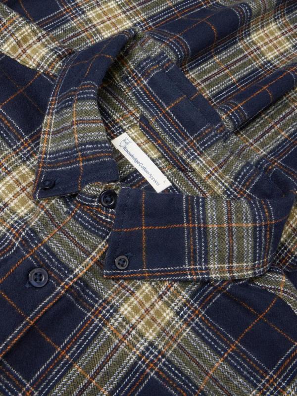 KnowledgeCotton Apparel - Dune Check Flannel Shirt - Blue Check - Afbeelding 4