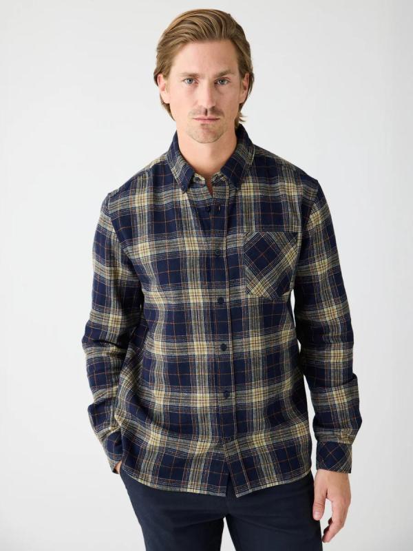 KnowledgeCotton Apparel - Dune Check Flannel Shirt - Blue Check - Afbeelding 3