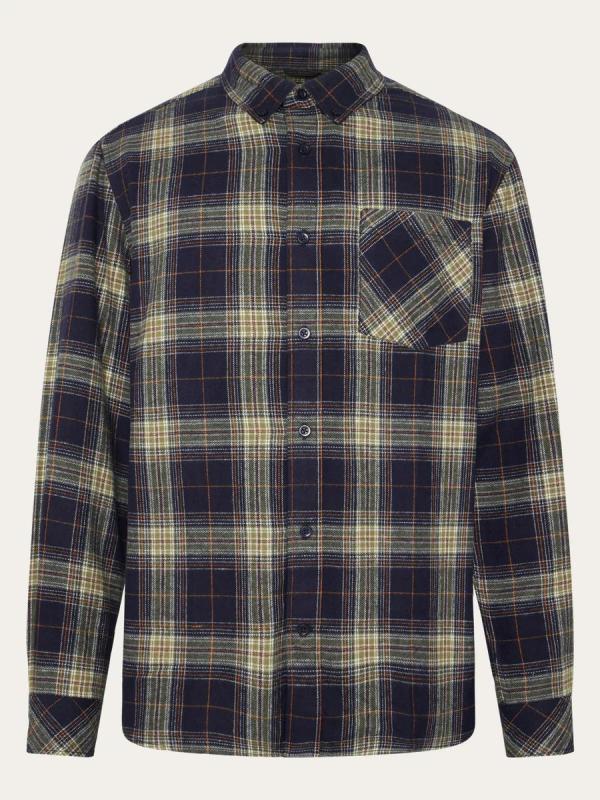KnowledgeCotton Apparel - Dune Check Flannel Shirt - Blue Check