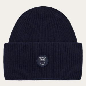 KnowledgeCotton Apparel - Wool Badge Beanie - Total Eclipse