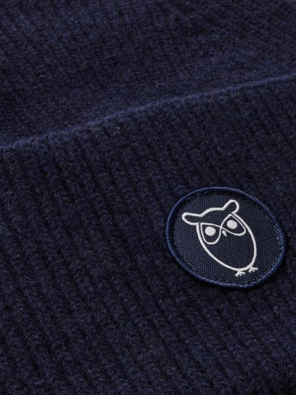 KnowledgeCotton Apparel - Wool Badge Beanie - Total Eclipse - Afbeelding 3