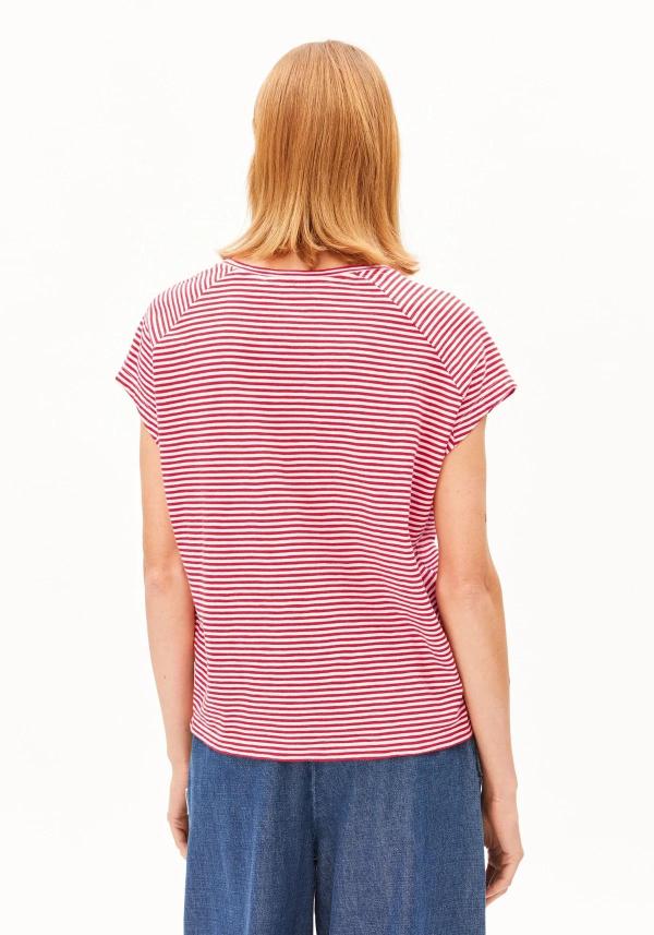 Armedangels - Slub Jersey Stripe T-shirt - Pink Mist/Mars Red - Afbeelding 2