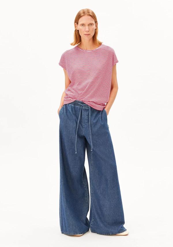 Armedangels - Slub Jersey Stripe T-shirt - Pink Mist/Mars Red - Afbeelding 5