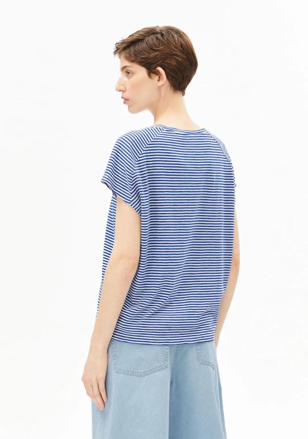 Armedangels - Slub Jersey Stripe T-Shirt - Oatmilk-Dynamo Blue - Afbeelding 2
