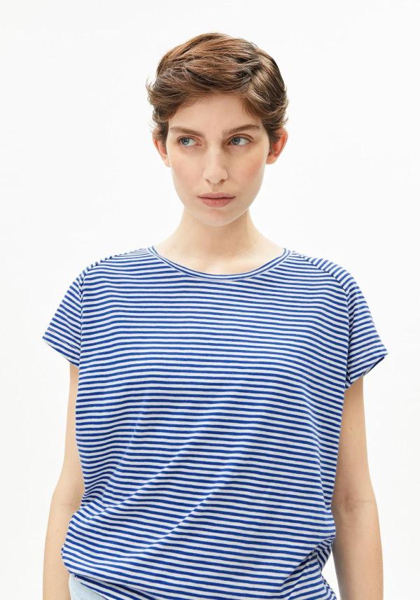 Armedangels - Slub Jersey Stripe T-Shirt - Oatmilk-Dynamo Blue - Afbeelding 3
