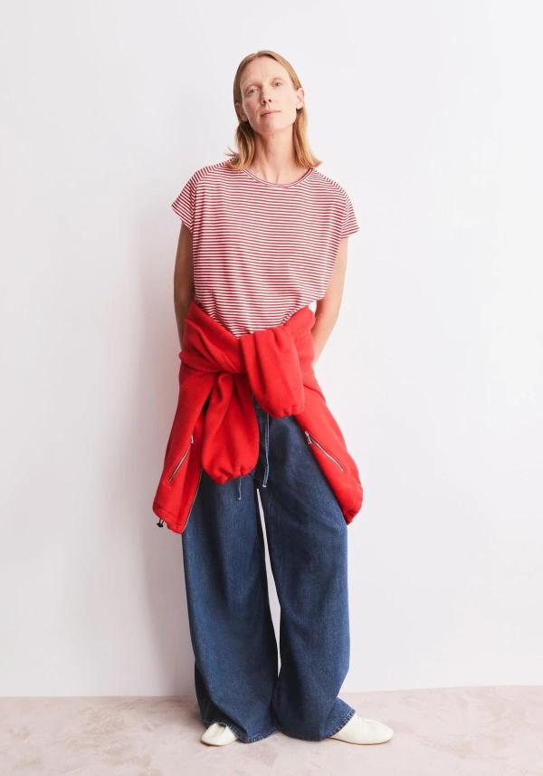 Armedangels - Slub Jersey Stripe T-shirt - Pink Mist/Mars Red - Afbeelding 4