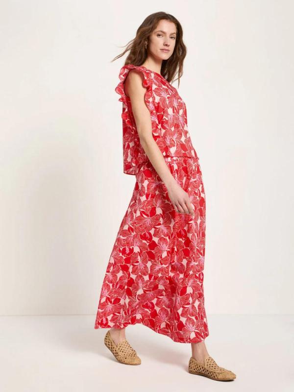 Lanius - Gebloemde Top Met Volant - Bloom Red - Afbeelding 2