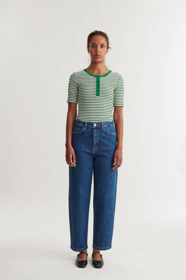 Basic Apparel - Ludmilla SS Stripe Granddad - Abundant Green / Whisper White - Afbeelding 5