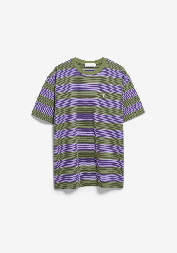 Armedangels - Maarkos Multi Stripes T-Shirt - Pungent Purple-Fatigue Green - Afbeelding 6