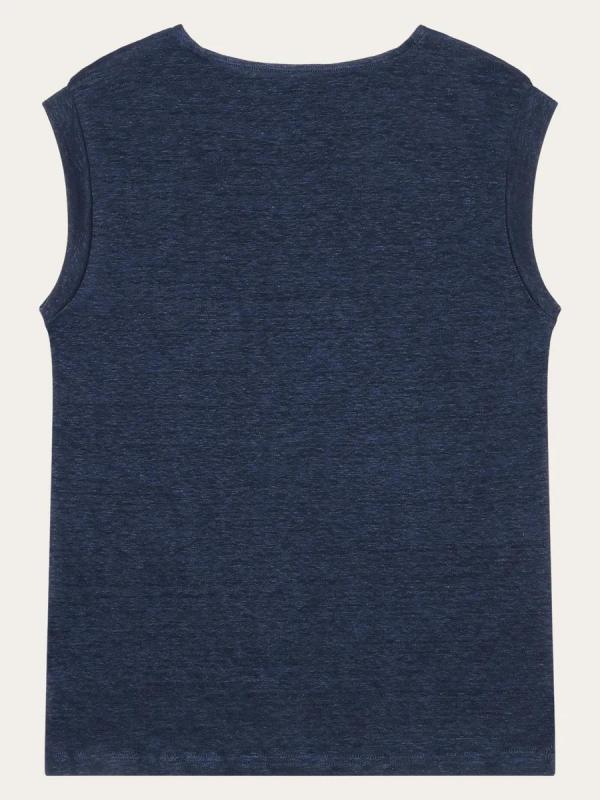 KnowledgeCotton Apparel - Loose Fold Up Linen T-shirt - Total Eclipse - Afbeelding 4