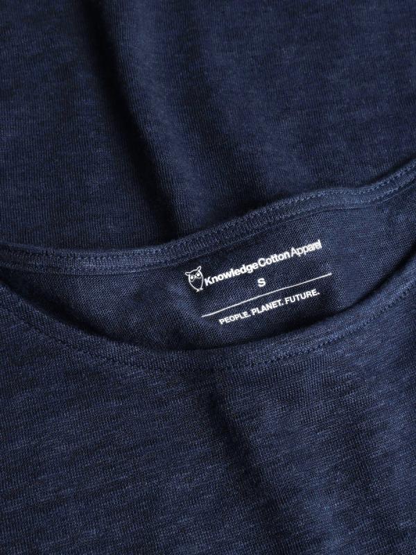 KnowledgeCotton Apparel - Loose Fold Up Linen T-shirt - Total Eclipse - Afbeelding 3