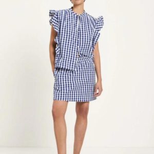 Lanius - Vichy Blouse Top - Blue/White