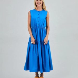 Brava Fabrics - Sleeveless Layered Midi Dress - Brilliant Blue