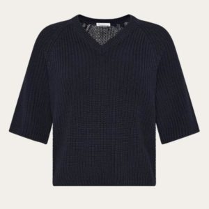 KnowledgeCotton Apparel - V-Neck Short Sleeve Knit - Night Sky